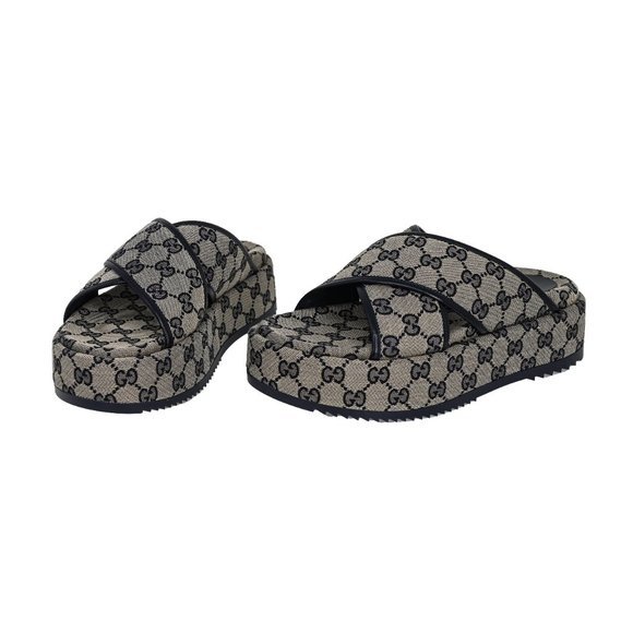 Gucci GG Criss Cross Platform Slide Sandals - Picture 2 of 10